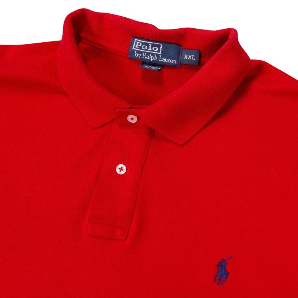 Lot of 2 Vintage Polo Ralph Lauren Mens 2XL Polo Shirts‎ Yellow Red Short Sleeve